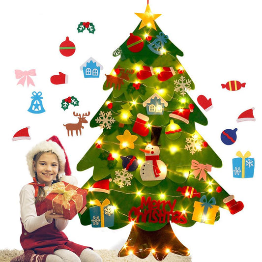 DIY Felt Christmas Tree with 31 Ornaments & Lights by HitMyNeed