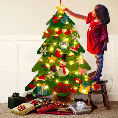DIY Felt Christmas Tree with 31 Ornaments & Lights by HitMyNeed