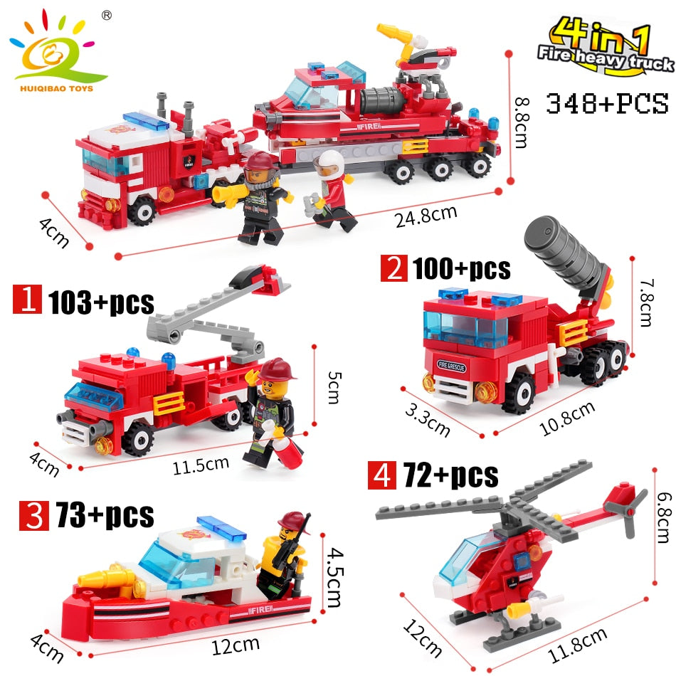 DIY Firefighting Building Blocks Set (348 Pieces) by HitMyNeed