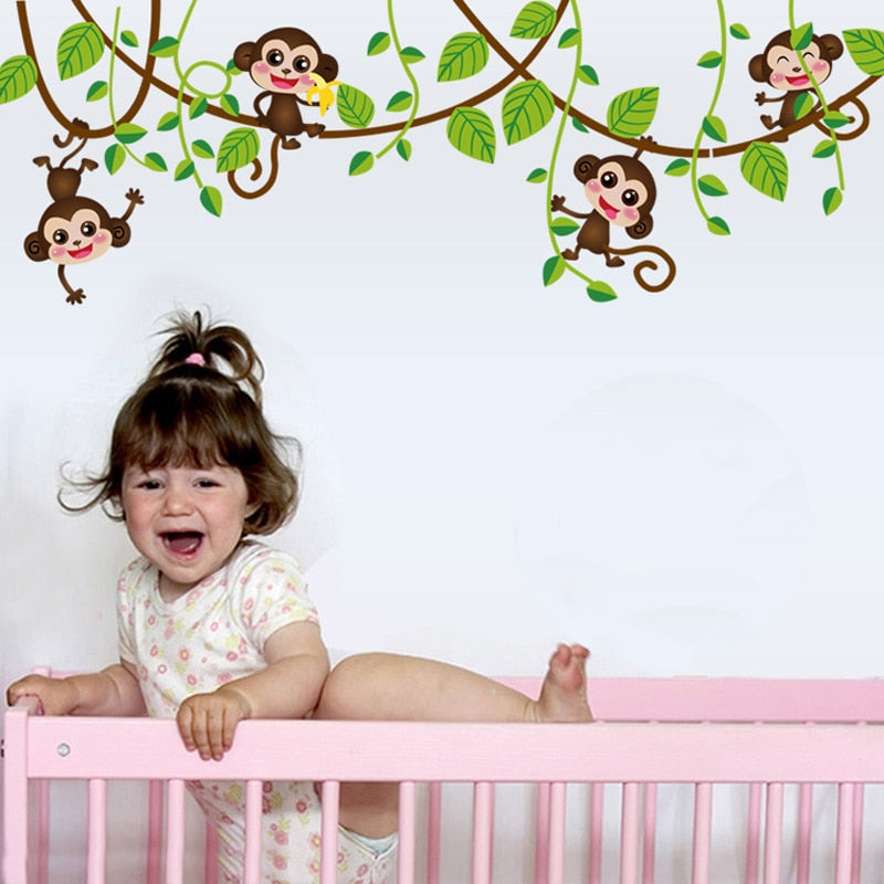 DIY Monkey Jungle Wall Sticker for Kids Rooms by HitMyNeed