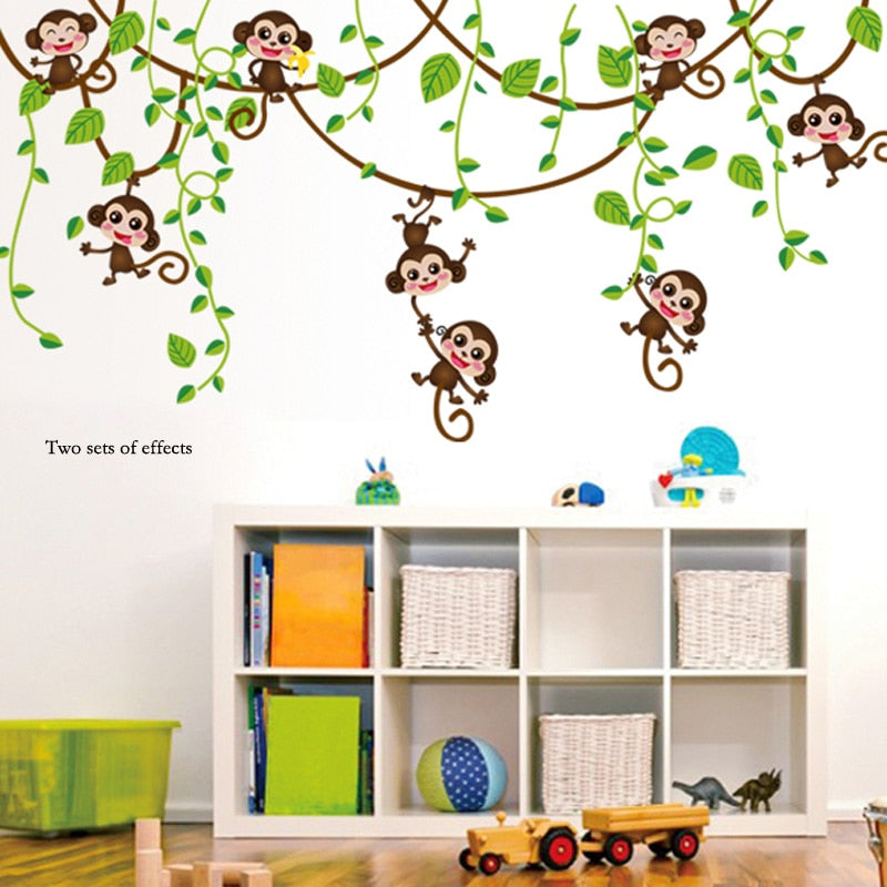 DIY Monkey Jungle Wall Sticker for Kids Rooms by HitMyNeed