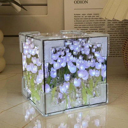DIY Tulip Mirror Cube Night Light Bedroom Lamp by HitMyNeed