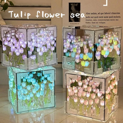 DIY Tulip Mirror Cube Night Light Bedroom Lamp by HitMyNeed