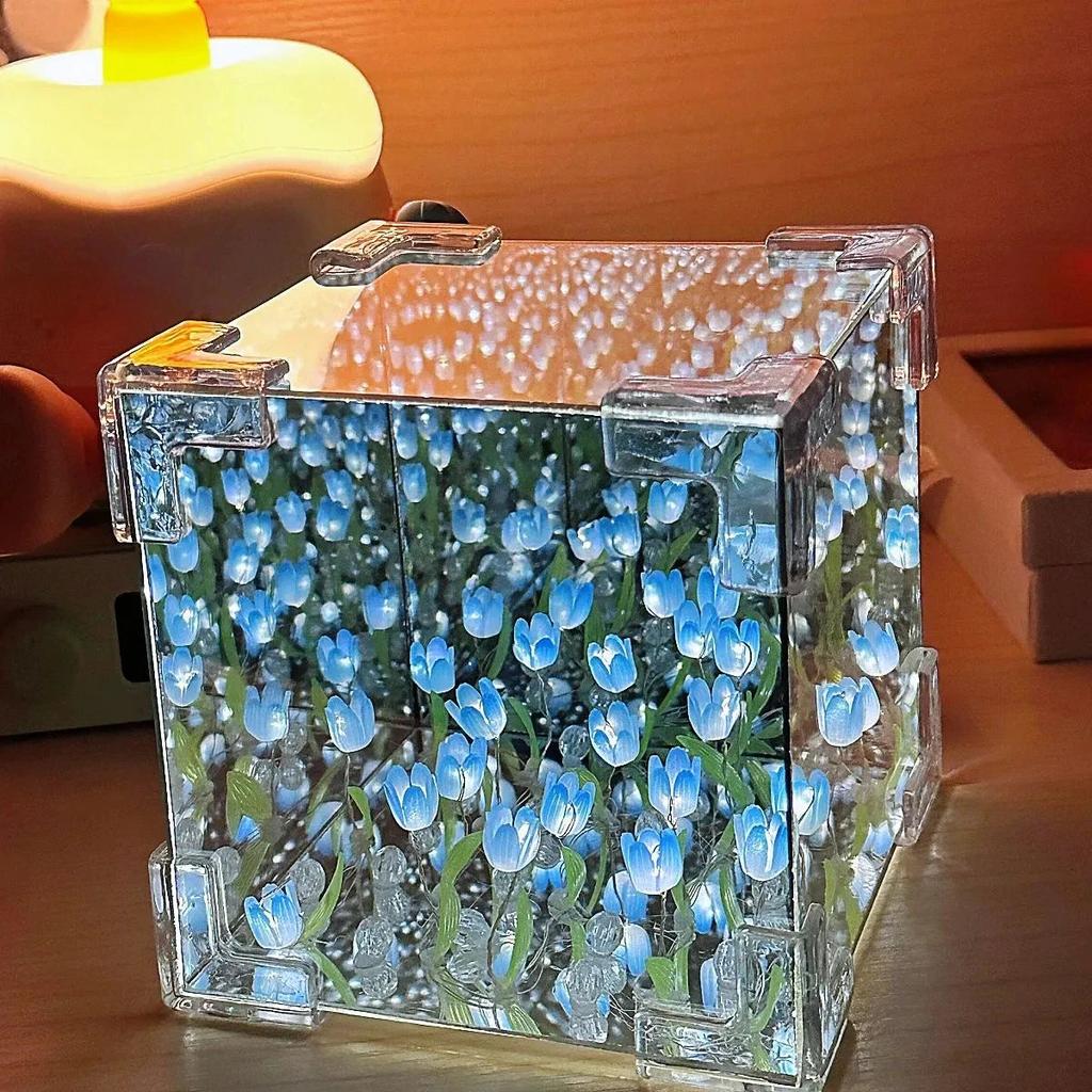 DIY Tulip Mirror Cube Night Light Bedroom Lamp by HitMyNeed