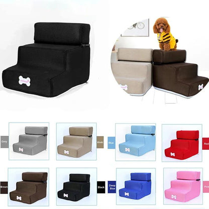 Dog & Cat Stairs with 2 or 3 Steps, Washable Cover by HitMyNeed