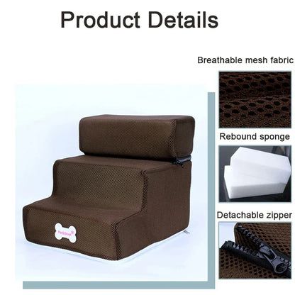 Dog & Cat Stairs with 2 or 3 Steps, Washable Cover by HitMyNeed