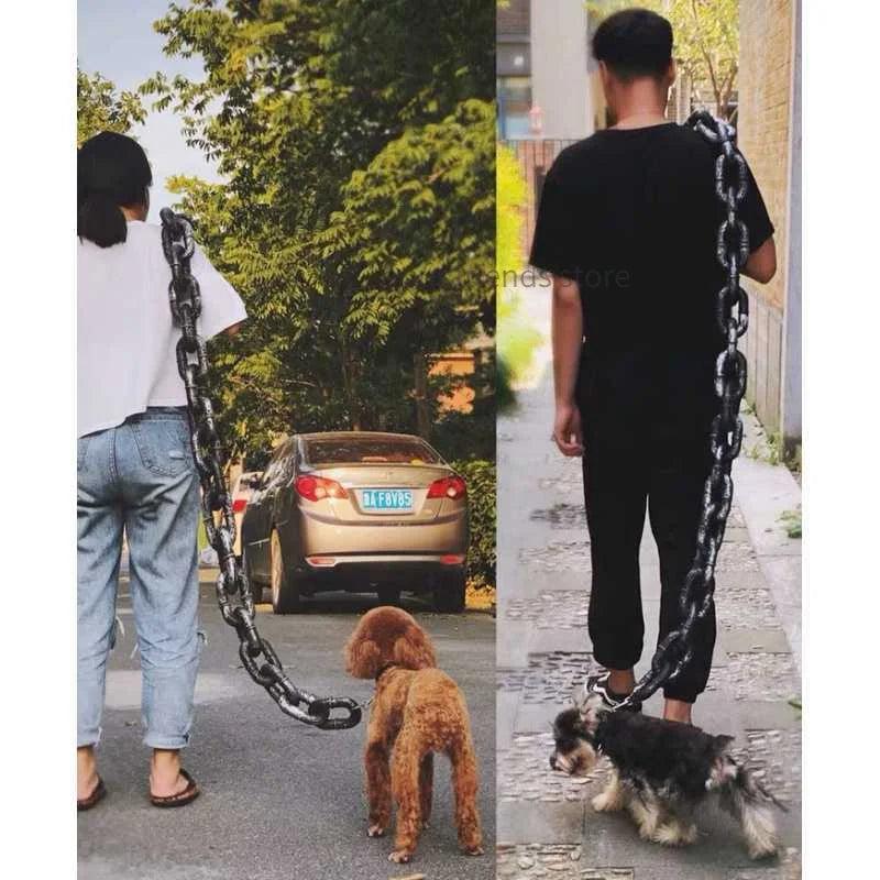 Dog Chain Leash with Faux Iron Links - Red by HitMyNeed