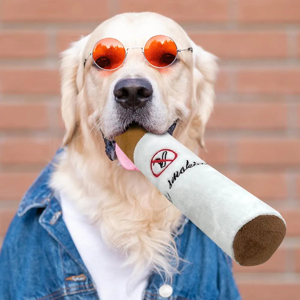 Dog Cigar Plush Squeaky Chew Toy by HitMyNeed