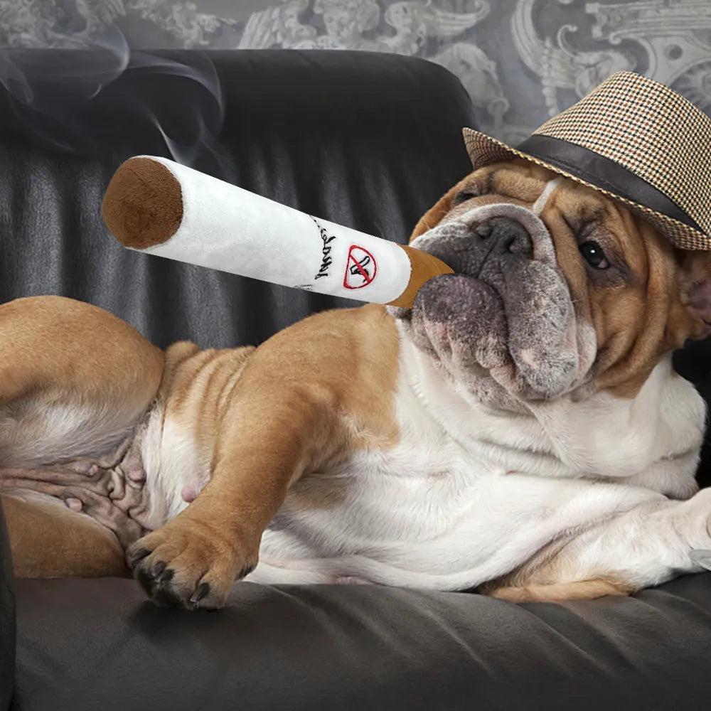 Dog Cigar Plush Squeaky Chew Toy by HitMyNeed