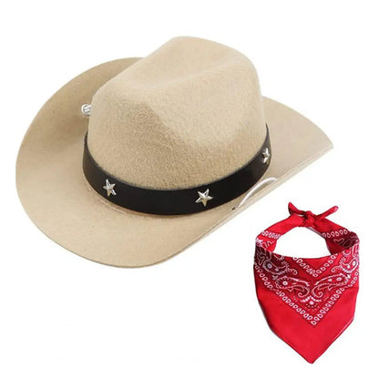 Dog Cowboy Hat and Scarf Set khaki by HitMyNeed