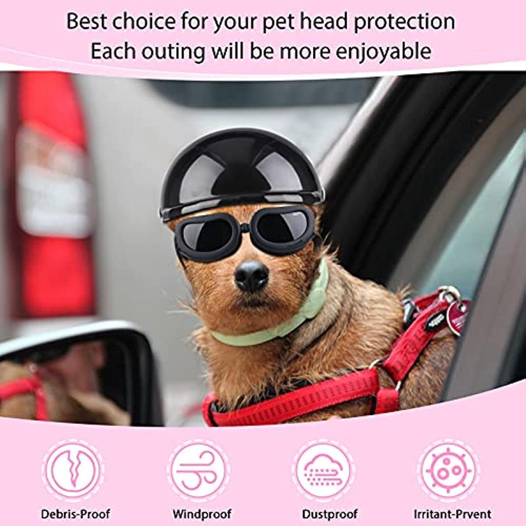 Dog Motorcycle Helmet and Goggles Safety Set by HitMyNeed