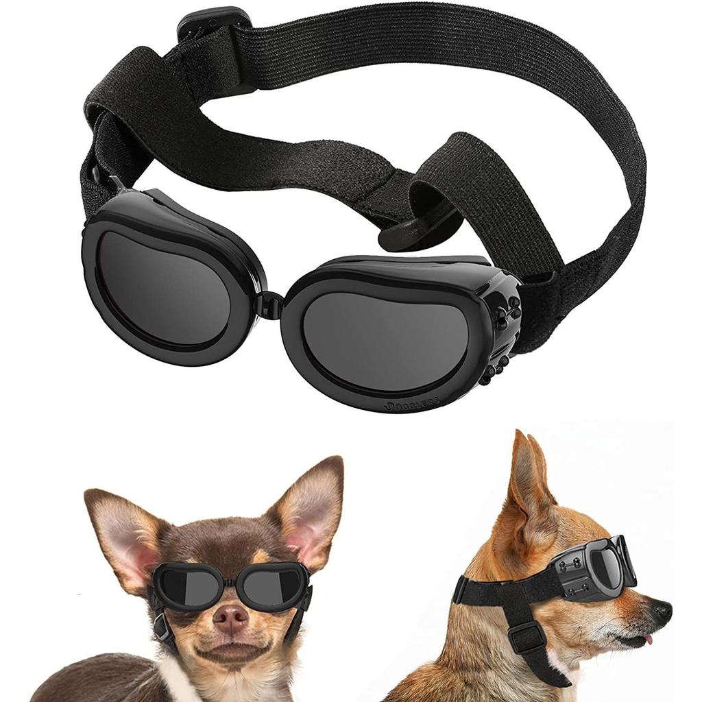 Dog Motorcycle Helmet and Goggles Safety Set glasses-black m by HitMyNeed