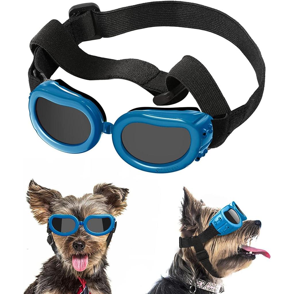 Dog Motorcycle Helmet and Goggles Safety Set glasses-blue l by HitMyNeed
