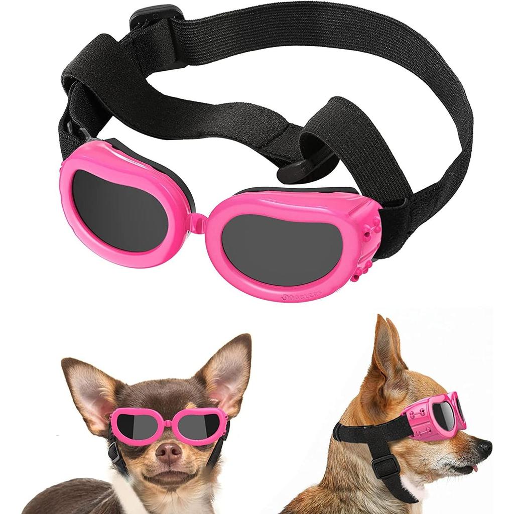 Dog Motorcycle Helmet and Goggles Safety Set glasses-pink s by HitMyNeed