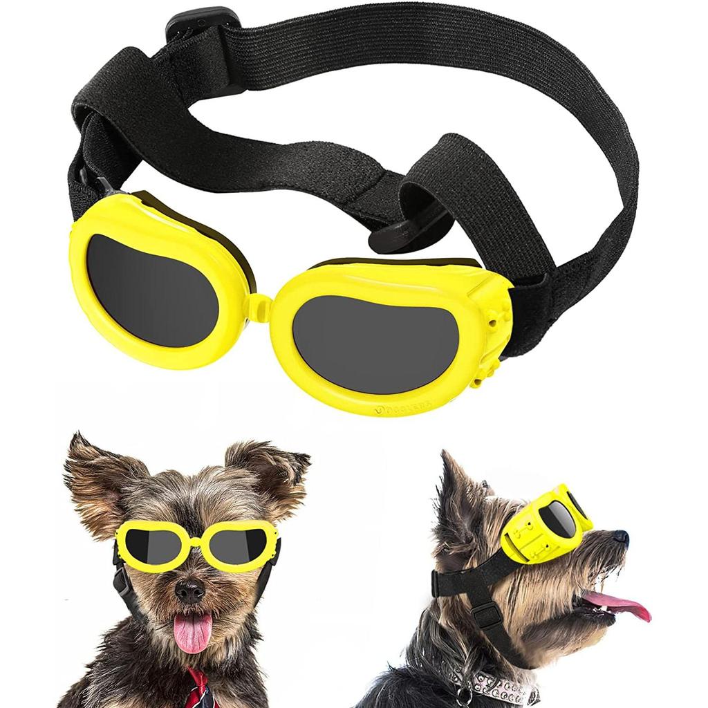 Dog Motorcycle Helmet and Goggles Safety Set glasses-yellow l by HitMyNeed