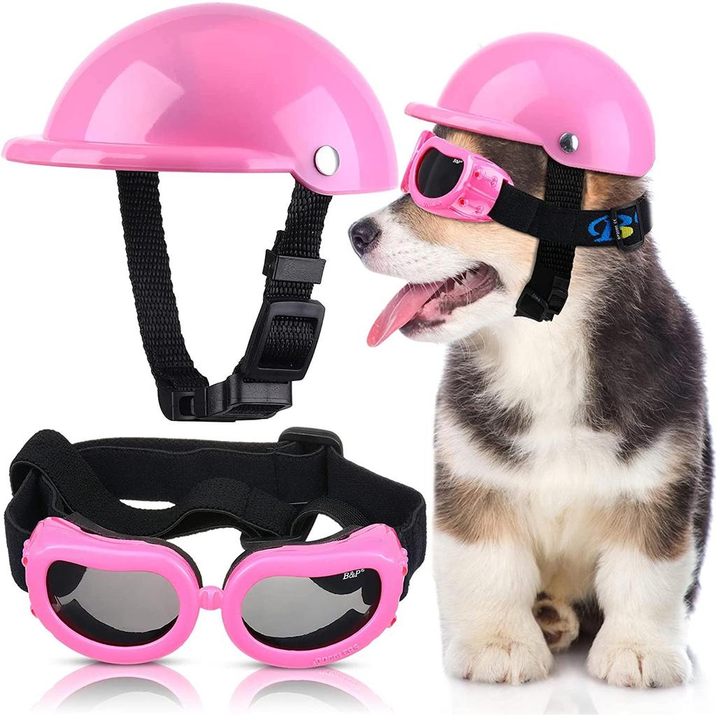 Dog Motorcycle Helmet and Goggles Safety Set helmet-and-glasses-p l by HitMyNeed