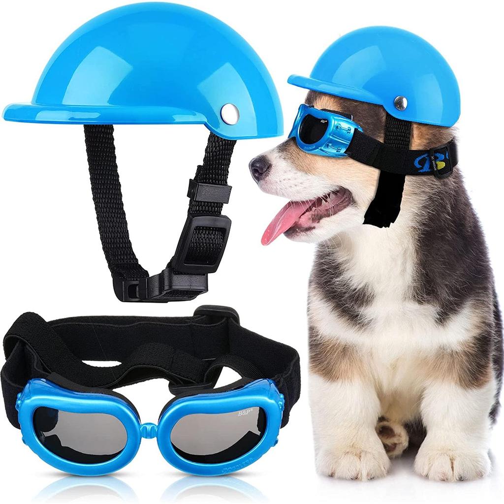 Dog Motorcycle Helmet and Goggles Safety Set helmet-and-glasses-u l by HitMyNeed