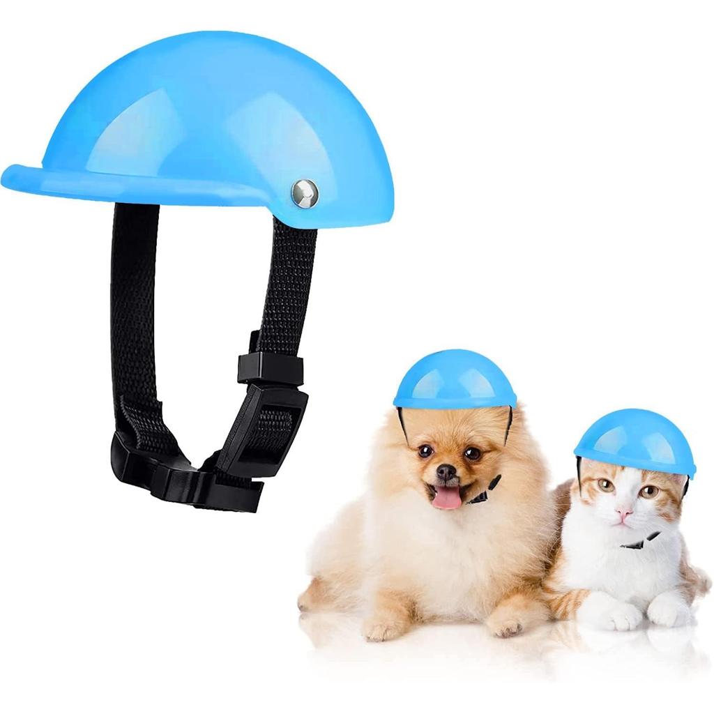 Dog Motorcycle Helmet and Goggles Safety Set helmet-blue l by HitMyNeed