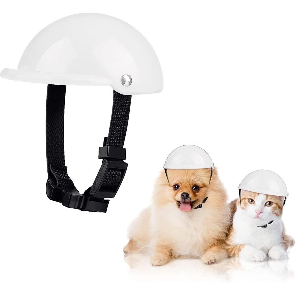 Dog Motorcycle Helmet and Goggles Safety Set helmet-white s by HitMyNeed