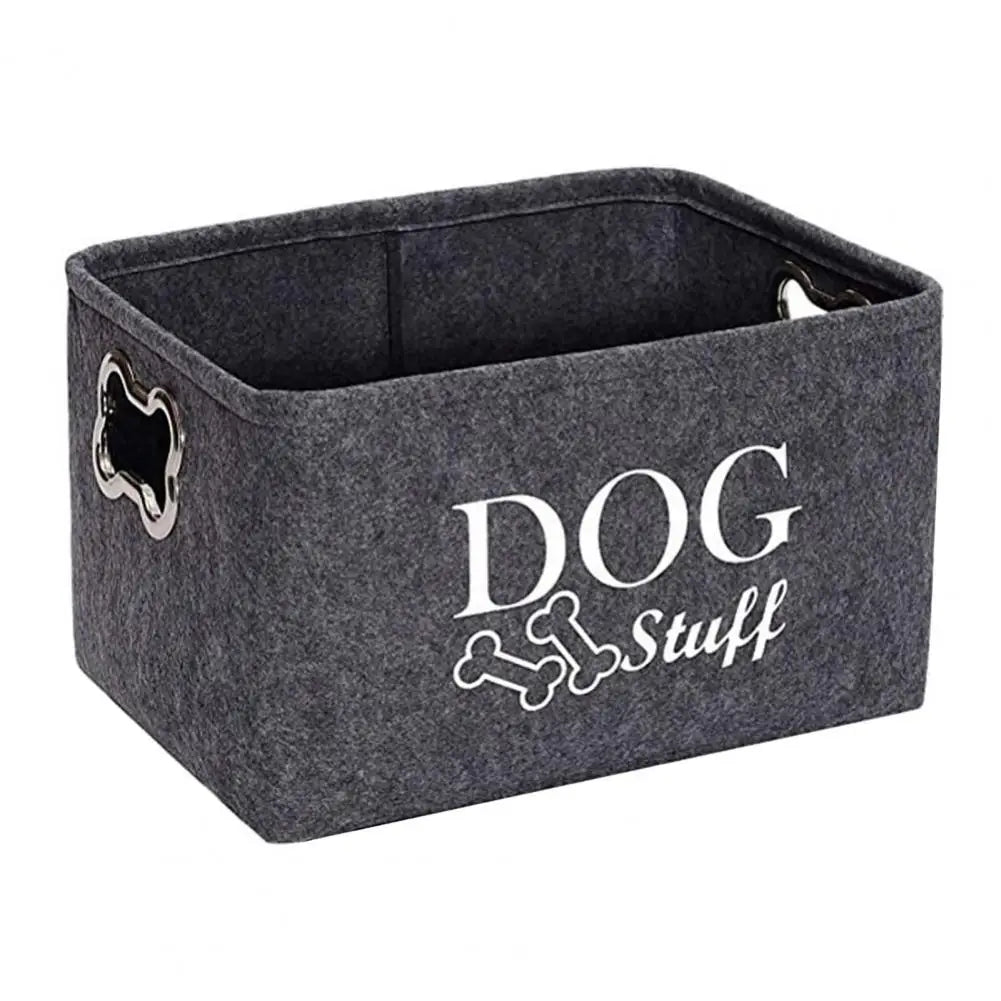 Dog Toy Storage Bin with Handles, Felt Organizer by HitMyNeed