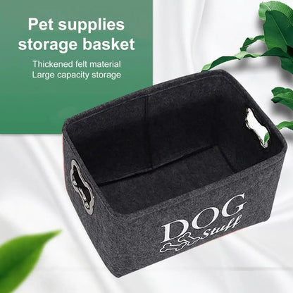 Dog Toy Storage Bin with Handles, Felt Organizer by HitMyNeed