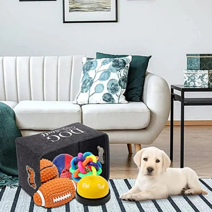 Dog Toy Storage Bin with Handles, Felt Organizer by HitMyNeed