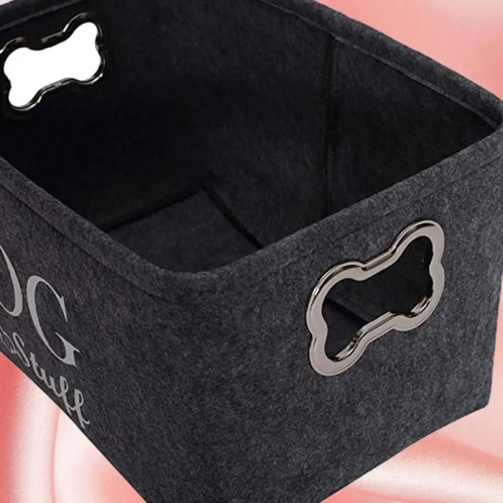 Dog Toy Storage Bin with Handles, Felt Organizer by HitMyNeed
