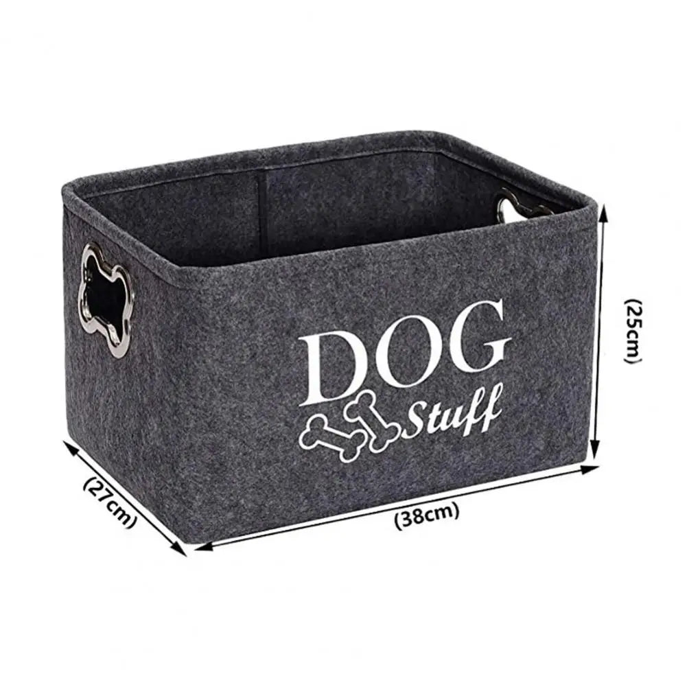 Dog Toy Storage Bin with Handles, Felt Organizer by HitMyNeed