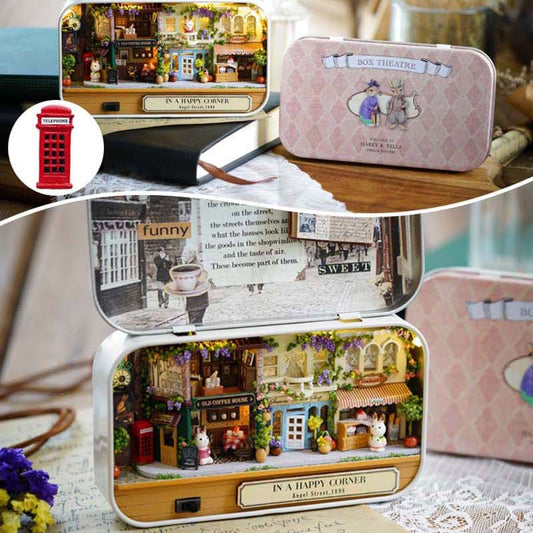 Dollhouse Kit in Metal Display Box with LED Lights by HitMyNeed