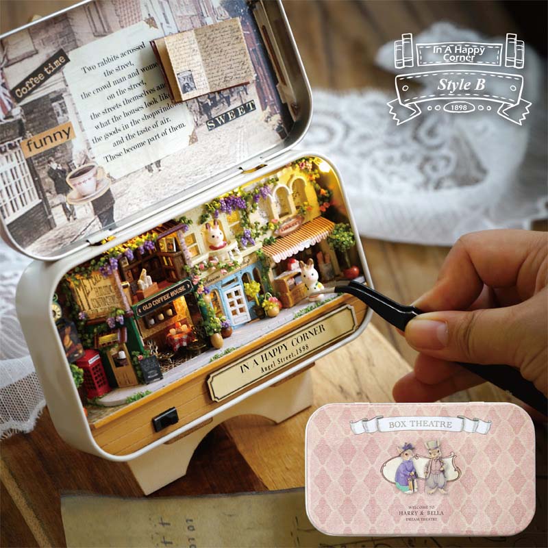 Dollhouse Kit in Metal Display Box with LED Lights by HitMyNeed