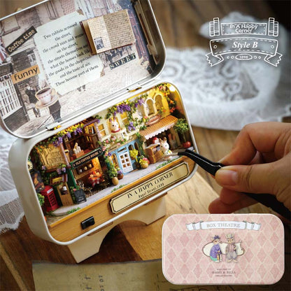 Dollhouse Kit in Metal Display Box with LED Lights by HitMyNeed