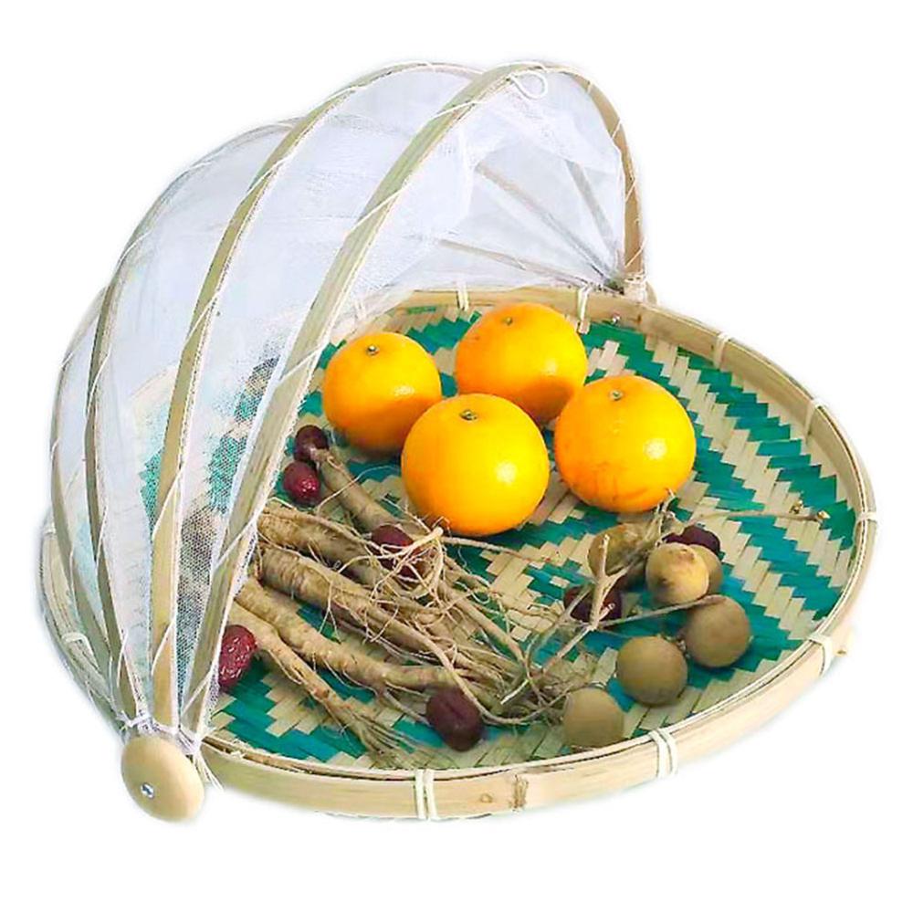 Dome Rattan Food Cover with Mesh, 30 cm by HitMyNeed