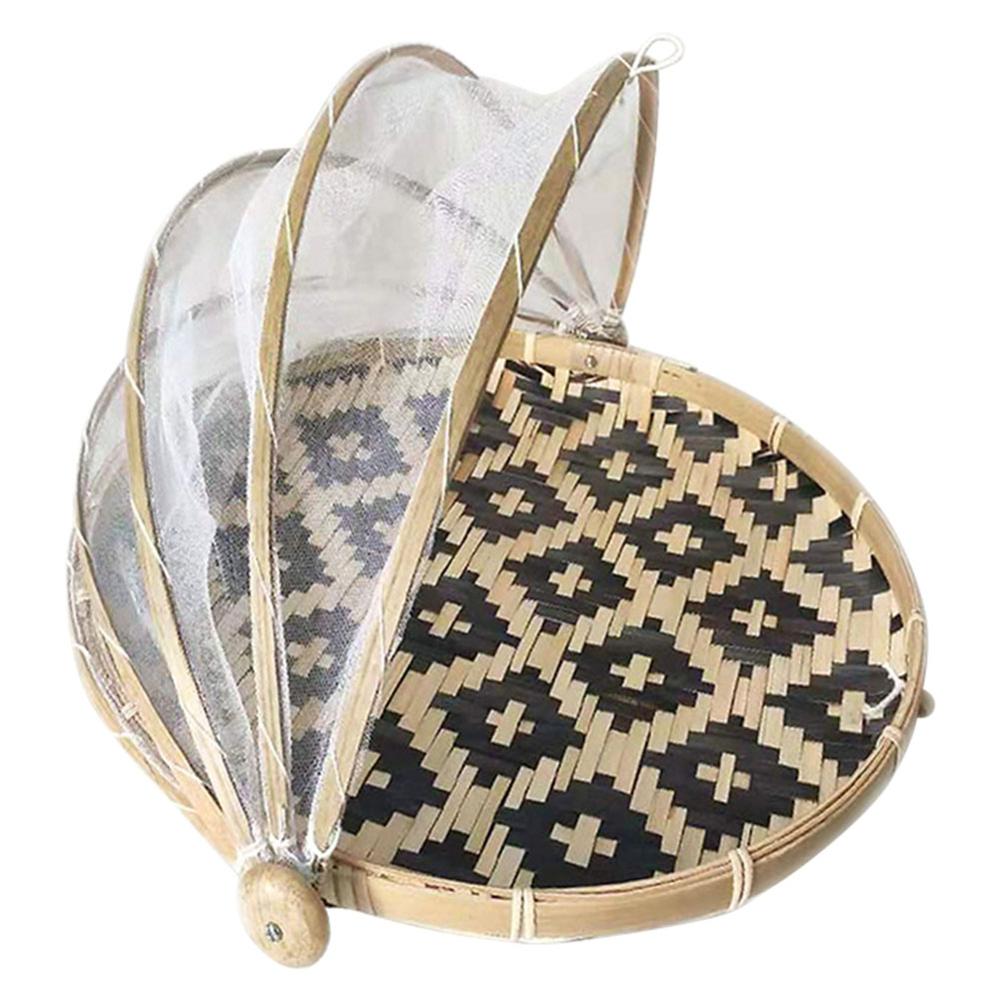 Dome Rattan Food Cover with Mesh, 30 cm by HitMyNeed