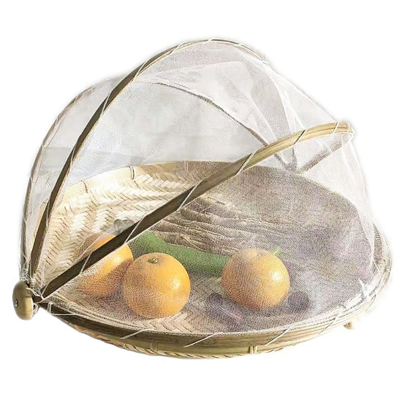 Dome Rattan Food Cover with Mesh, 30 cm by HitMyNeed