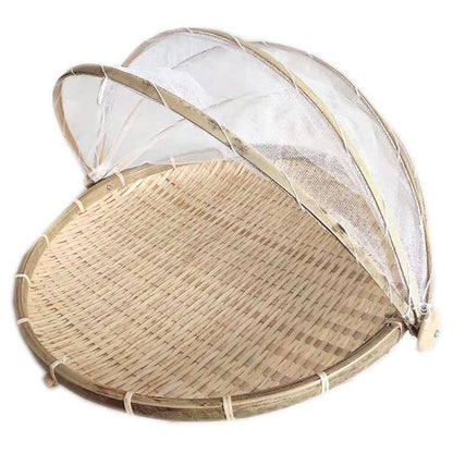 Dome Rattan Food Cover with Mesh, 30 cm by HitMyNeed