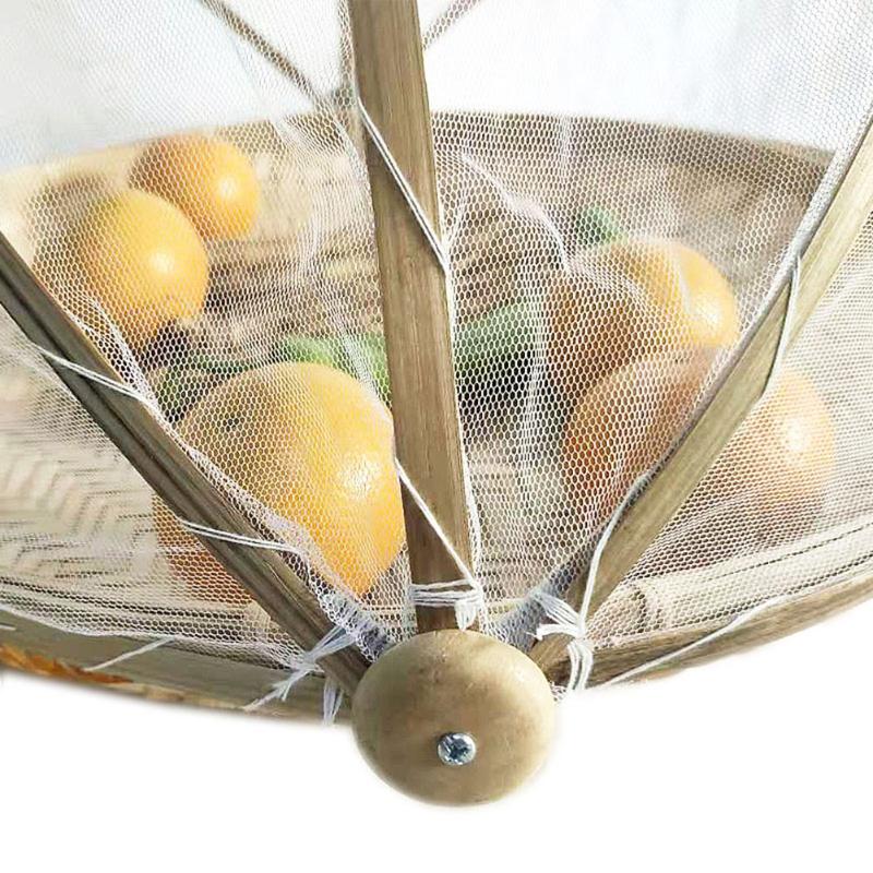 Dome Rattan Food Cover with Mesh, 30 cm by HitMyNeed