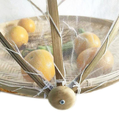 Dome Rattan Food Cover with Mesh, 30 cm by HitMyNeed