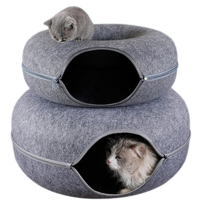 Donut Cat Bed with Tunnel Interactive Cat House by HitMyNeed