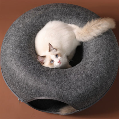 Donut Cat Bed with Tunnel Interactive Cat House by HitMyNeed