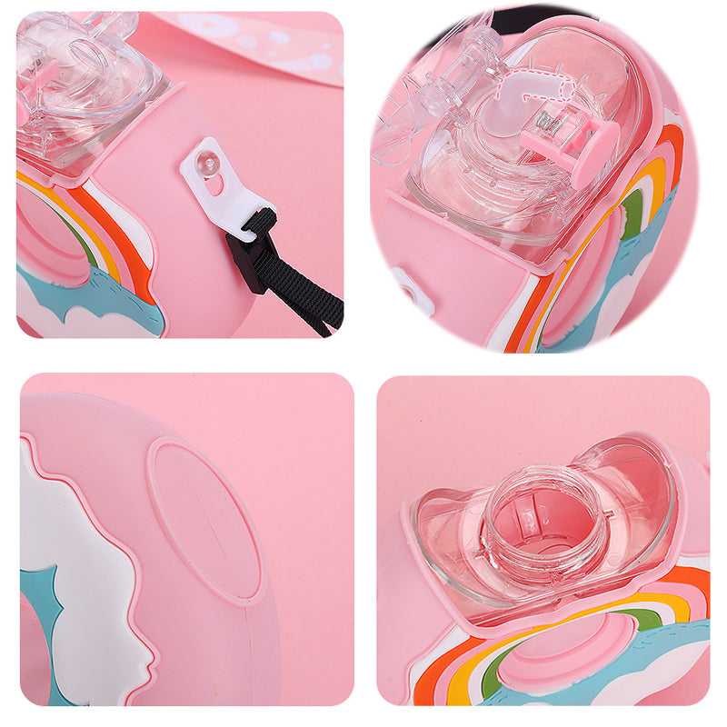 Donut Shaped Sippy Cup Bottle with Straw, 380ml by HitMyNeed