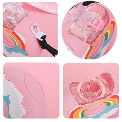 Donut Shaped Sippy Cup Bottle with Straw, 380ml by HitMyNeed