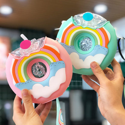 Donut Shaped Sippy Cup Bottle with Straw, 380ml by HitMyNeed