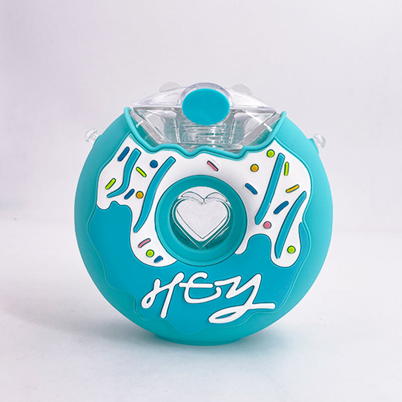 Donut Shaped Sippy Cup Bottle with Straw, 380ml blue by HitMyNeed
