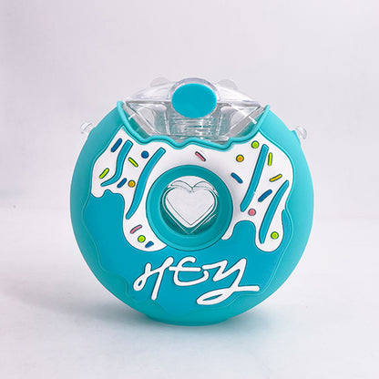Donut Shaped Sippy Cup Bottle with Straw, 380ml blue by HitMyNeed