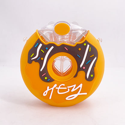 Donut Shaped Sippy Cup Bottle with Straw, 380ml orange by HitMyNeed
