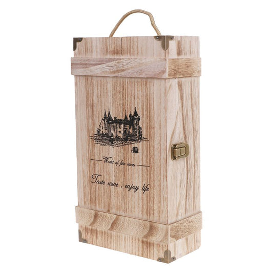 Double-Bottle Wooden Wine Carrier with Handle by HitMyNeed