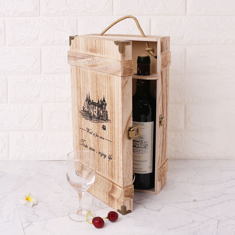 Double-Bottle Wooden Wine Carrier with Handle by HitMyNeed
