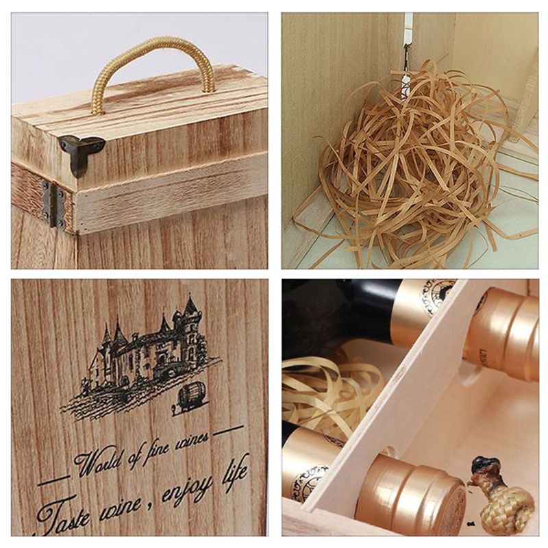 Double-Bottle Wooden Wine Carrier with Handle by HitMyNeed