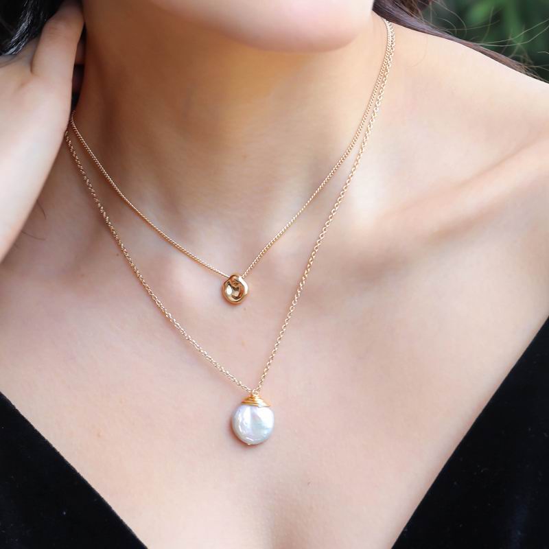 Double Chain Necklace with Geometric Pendants by HitMyNeed