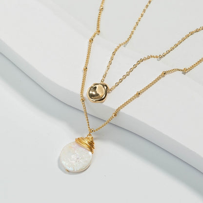 Double Chain Necklace with Geometric Pendants by HitMyNeed